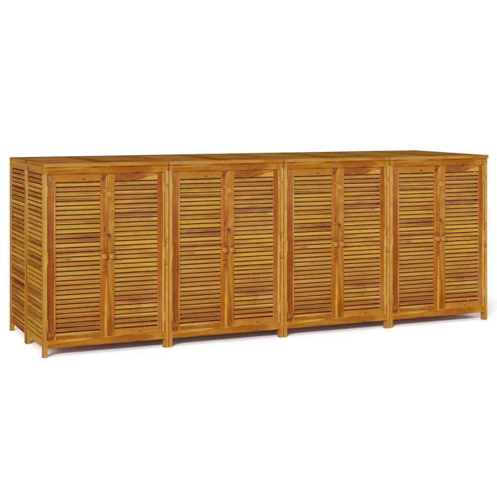 Gartenbox aus Massivholz Akazie 280x87x104 cm mit wasserfesten Innenbeuteln und Türen für Stauraum Aufbewahrungslösung dekorative Ergänzung Wohnraum robust langlebig