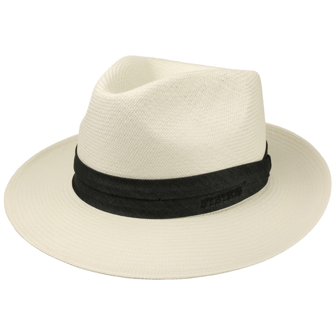 Stetson Sombrero Panamá Bleach Jenkins Hombre - Made in Italy de Sol Verano con Banda Grosgrain Primavera/Verano