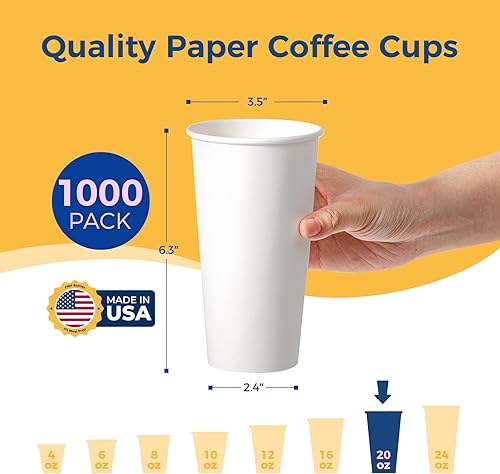 Miniatura 42 de Fit Meal Prep Paquete de 100 tazas de café de papel desechables de 16 onzas, tazas calientes de primera calidad para bebidas calientes/frías, vasos