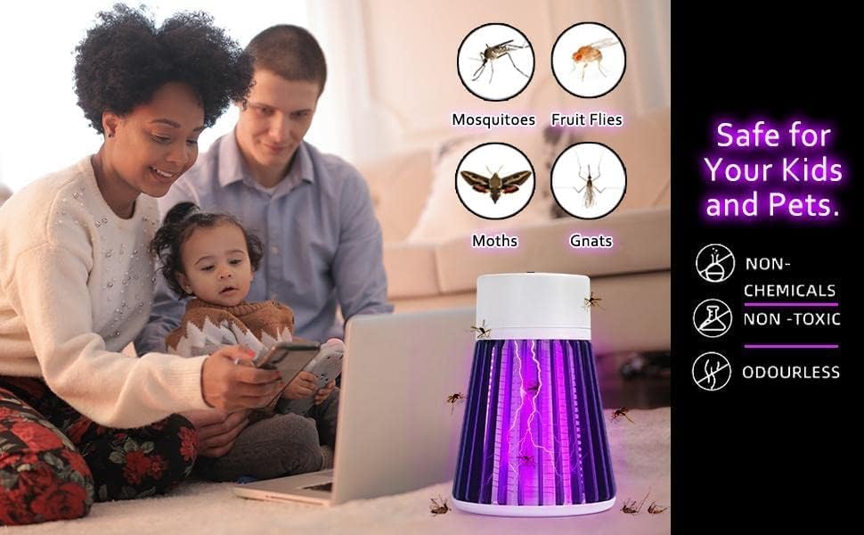 Image of Electronic LED Mosquito Killer Lamp - USB Powered Silent Bug Zapper with Safe UV Light - Non-Toxic Insect Trap for Indoor Use (Pack of 1)