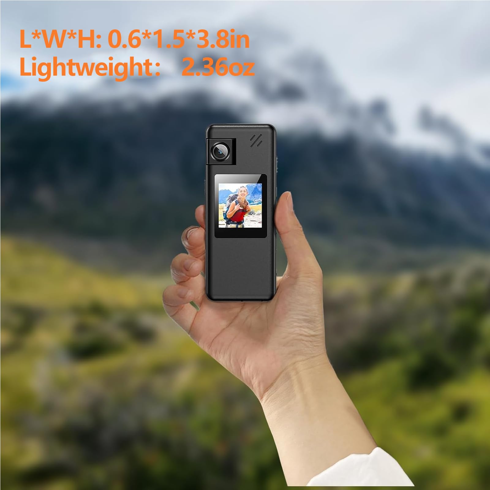 Caméra Corporelle A32 64Go, Appareil Photo Portable avec Objectif Rotatif à 180° et Détection de Mouvement, Caméscope 1080p avec Enregistrement Audio Vidéo pour Sports de Plein air, Police