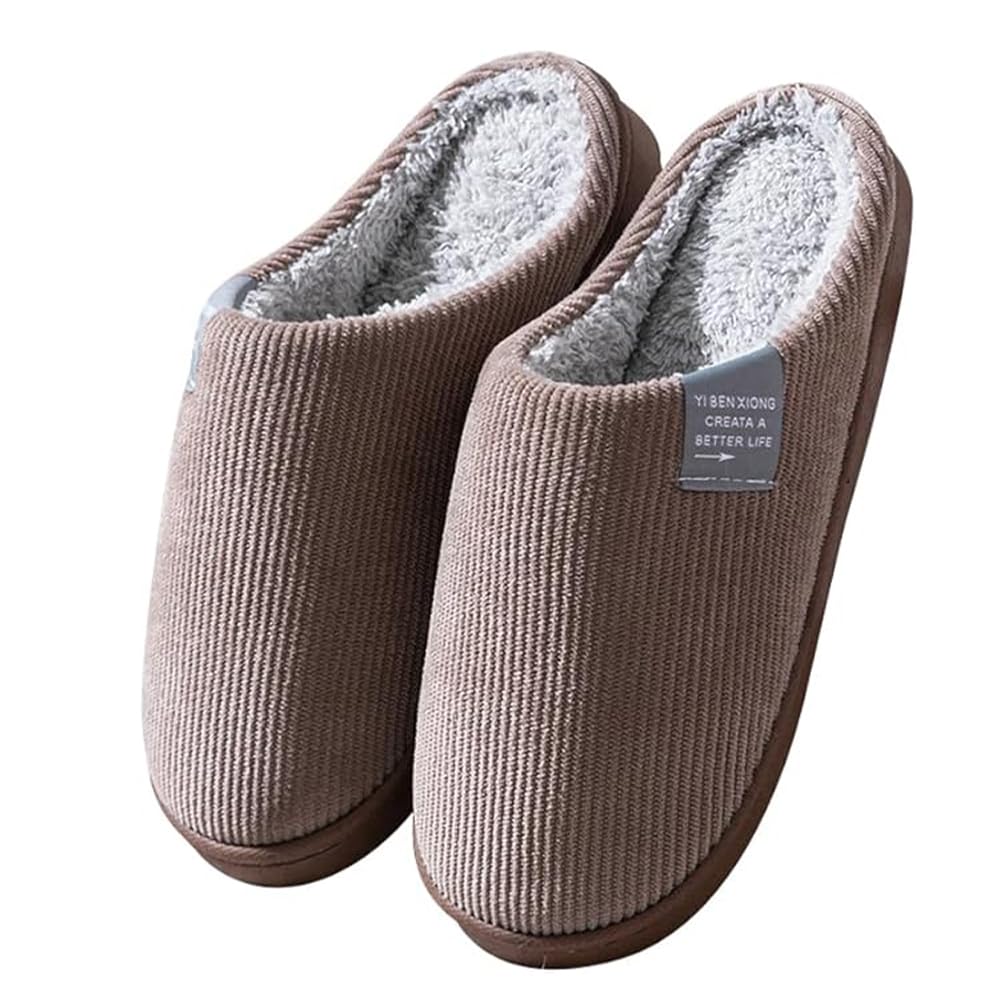 Cotton Home Slippers Men's and Women's House Slippers Indoor Memory Foam Warm Cotton Autumn Winter Anti-Slip Comfortable Slippers House Shoes Indoor Outdoor Slippers (Color : A coffee, Size : 42/43