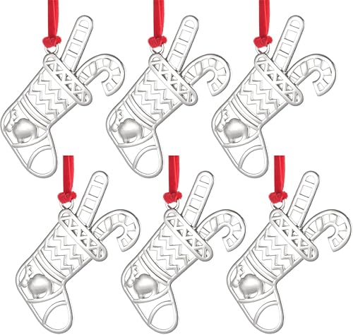 Miniatura 7 de 6 adornos de Navidad de metal con copos de nieve para árbol de Navidad, decoraciones colgantes de Navidad para invierno, decoración de árbol de