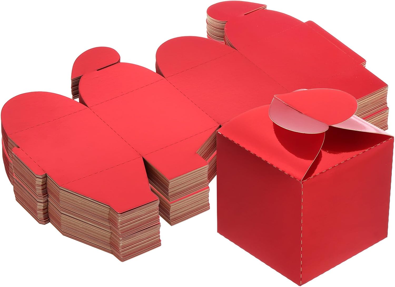 PATIKIL 2.48x2.48x3.15 Inch Favor Boxes, 100 Pcs Candy Party Gift Boxes for Wedding Mother's Day Easter Anniversary Christmas Graduation Celebration, Reflective Bright Red