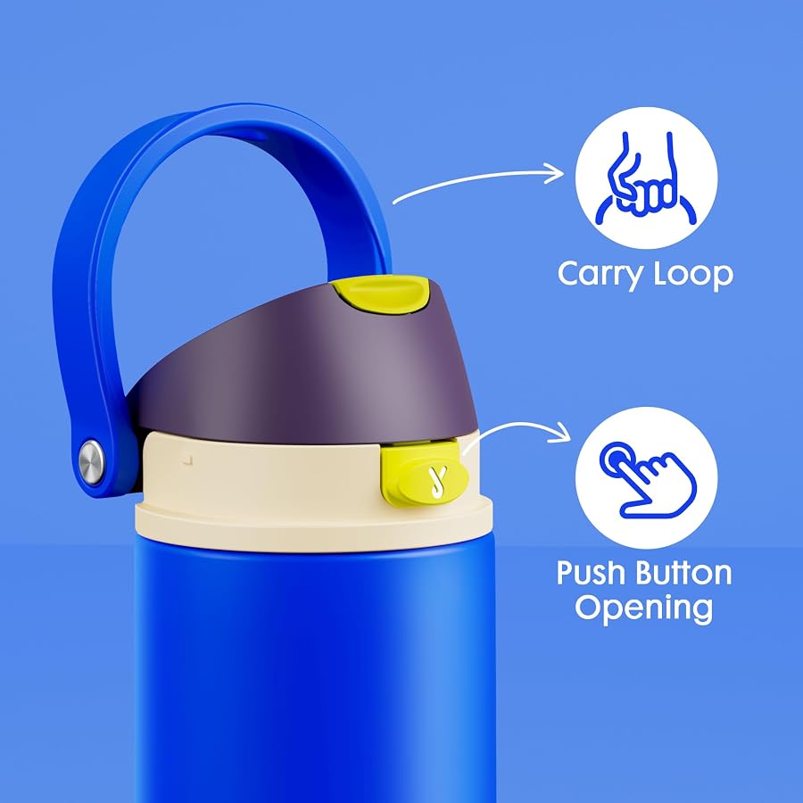 18 oz Insulated Water Bottle for Kids: Meoky Stainless Steel Water Bottle with 2-in-1 Straw and Spout Lid - Leak Proof, Cold for 24 Hours, BPA-Free for Boys School Sports, Celestial Sphere - image 6