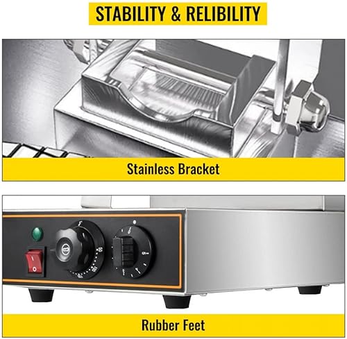 Miniatura 6 de Máquina para hacer gofres de acero inoxidable con revestimiento antiadherente, horneador de cono de huevo de 1200 W, ideal para panaderías de