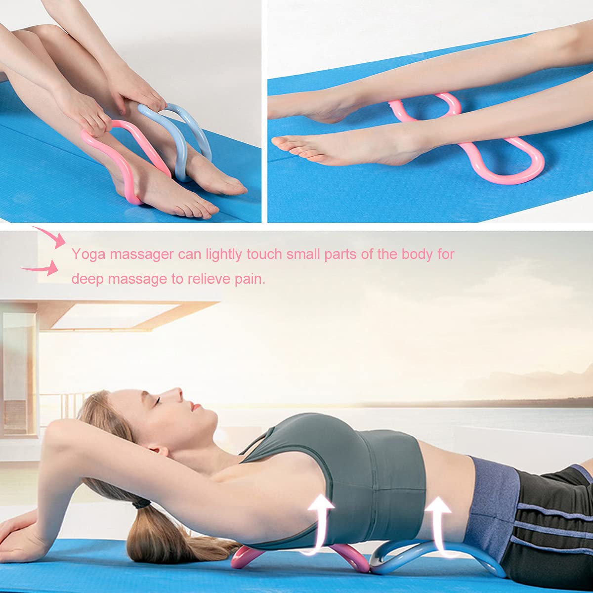pierścień do rozciągania powięzi, 3 sztuki, pierścień do jogi, pilatesu, kółko treningowe, joga, masaż, narzędzie treningowe do tonizowania ud brzucha i nóg (różowy, niebieski, fioletowy)