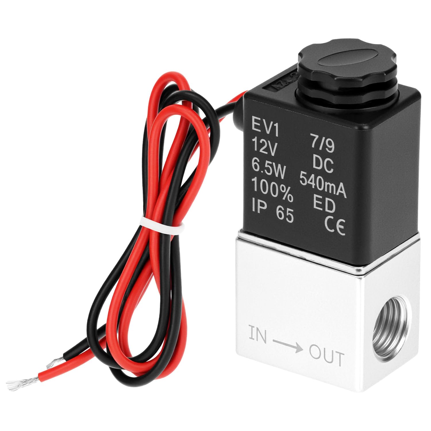Électrovanne normalement fermée 12V QWORK avec raccordement 6.35mm NPT étanche