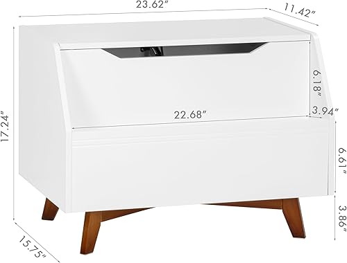 Vista 7 de UTEX Caja de juguetes para niños, baúl de juguetes de madera, banco organizador de almacenamiento para niños con área de almacenamiento frontal