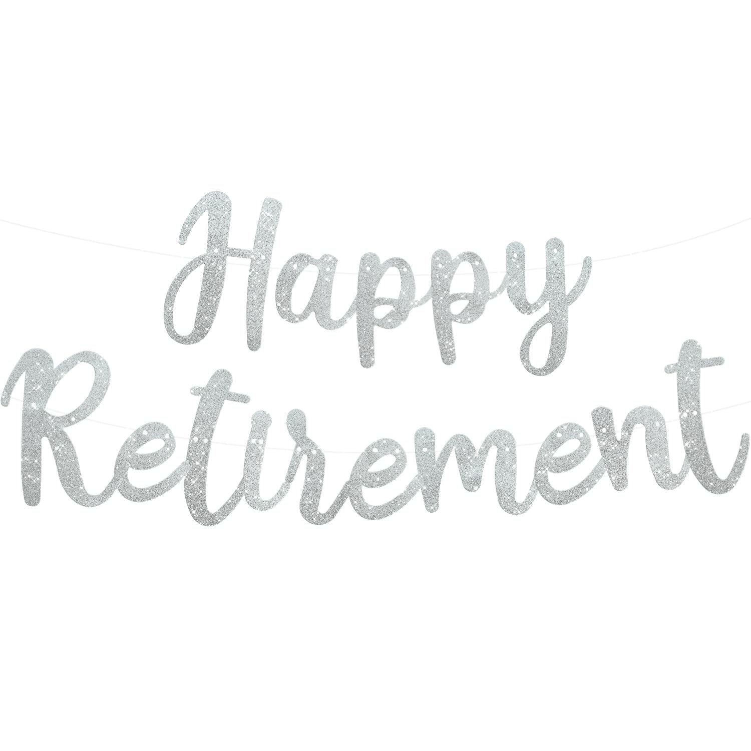 TONIFUL Silver Glitter Happy Retirement Banner -NO DIY