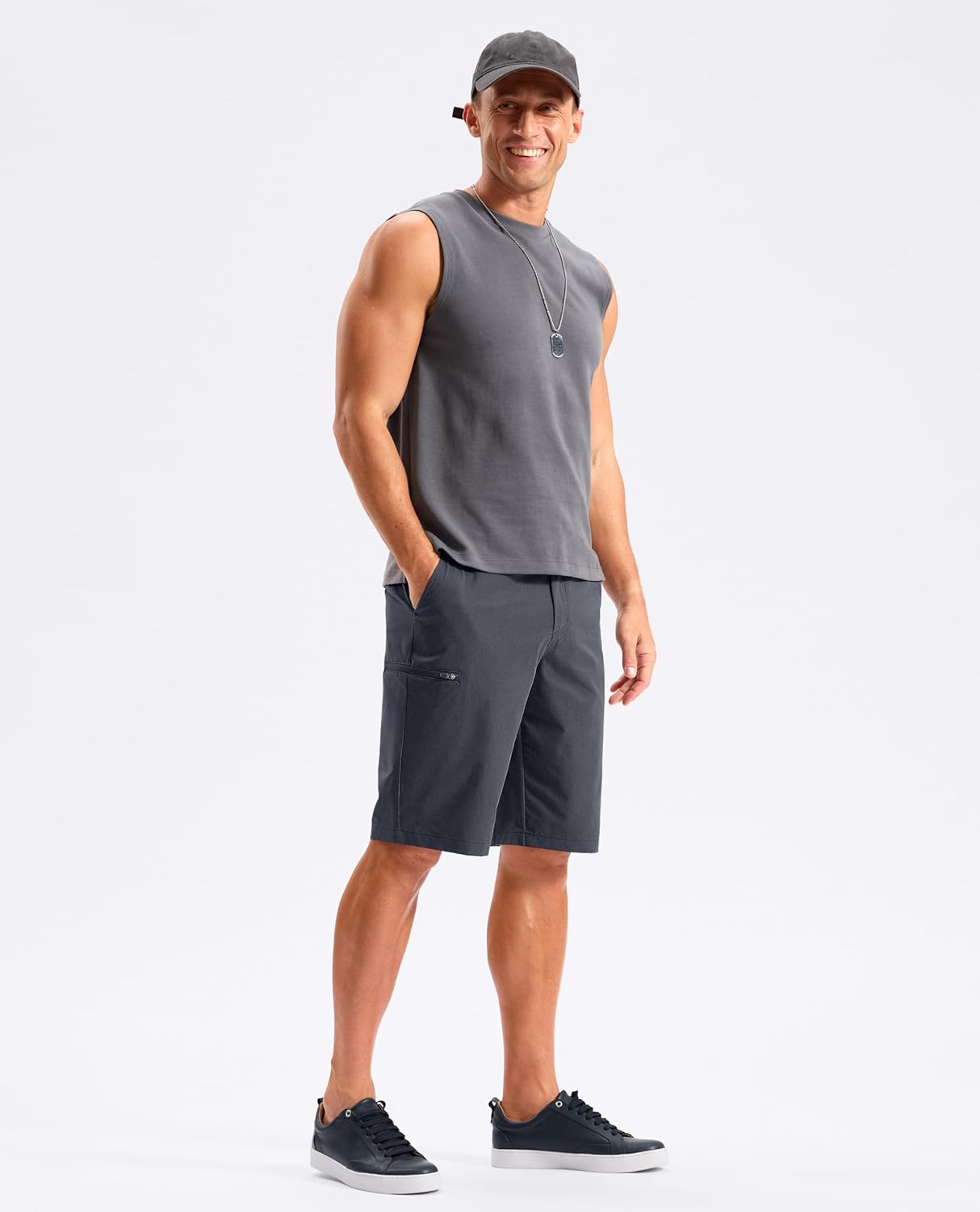 G Gradual Men's Golf Shorts 11" Long with 4 Pockets Lightweight Knee Length Elastic Waist Quick Dry Casual Dress Work Shorts - Image 3