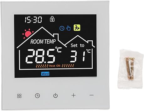 Smart Thermostat Touchscreen LCD Color Display, Programmable Temperature Controller for Water Heating Boiler - Energy Efficient, Memory Storage, Multi Scene Use WiFi, Voice Control for Yandex