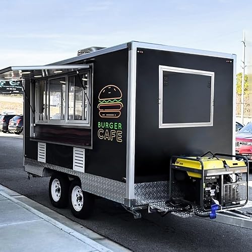 Food Trailer for Sale - Fully Equipped Mobile Food Truck with Pizza Oven, Coffee Bar, Hot Dog Cart & Ice Cream Cooler for Street Vendors & Catering Services