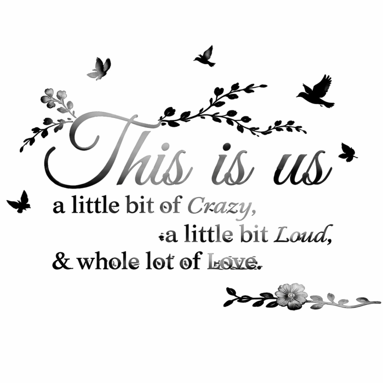 Outus Living Room Wall Decor 3D Acrylic Mirror This is Us Wall Letter Stickers Sign Removable Family Tree Inspirational Quote Decal DIY Art Motivational Decor for Living Room Home Decoration Bedroom