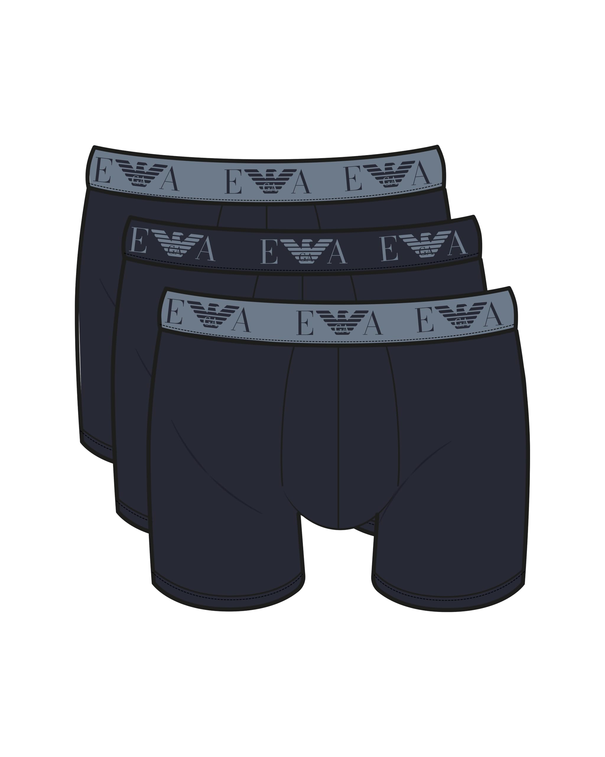 Emporio Armani Paquete de 3 Bandas Elásticas de Algodón Puro Pack de 3 Unidades Hombre (Pack de 3)