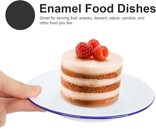 Miniatura 7 de Hemoton Plato esmaltado vintage, plato de frutas esmaltado, plato de frutas vintage, plato de ensalada vintage, bandeja de esmalte vintage, bandeja