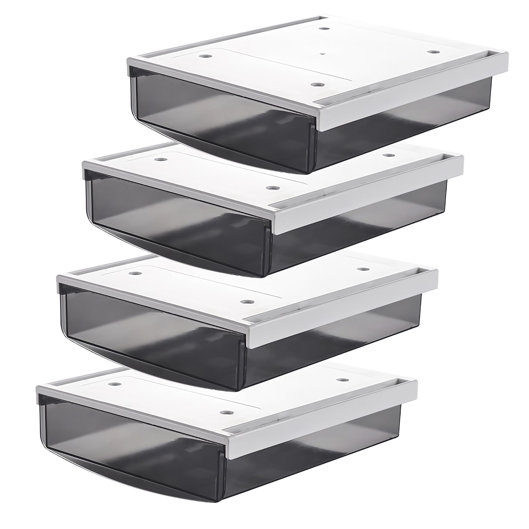 TUKA-i-AKUT 4X 3,5L Cassetti Sotto Scrivania, 24x21x8cm Autoadesivo Nascosta Cassetto Sottostruttura, Scatola di Portaoggetti per Scrivania/Mobile/Libreria/Mobile da Cucina ecc. 4 Unità Nero TKD8605