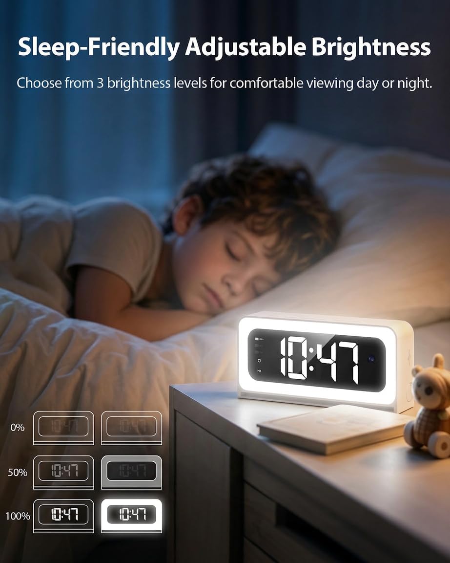 2K Clock Camera, Indoor Security Camera with Dual Band 2.4G/5G WiFi, Color Night Vision, Motion Detection with Alerts & Siren, 5200mAh Battery, Micro SD/Cloud Storage, Night Light Function
