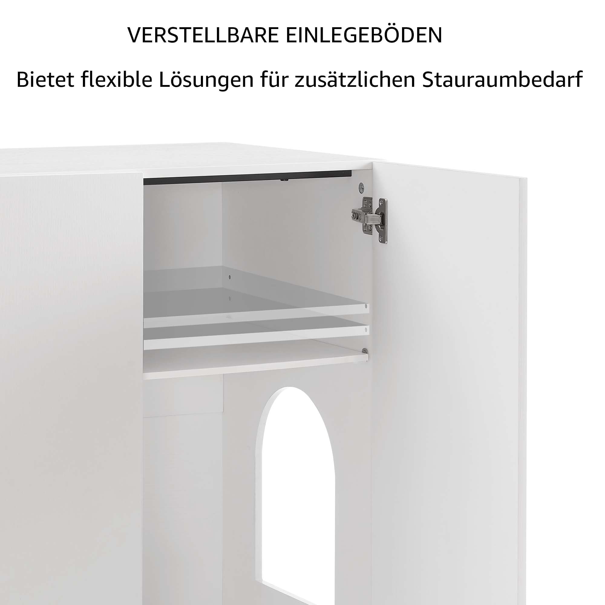 unipaws Hohes Katzenklo Möbel mit Regalen, Verstecktes Katzenklo Gehäuse für hohe oder Top Entry Katzentoiletten, Geschlossener Katzenklo Schrank, Katzenmöbel, Weiß