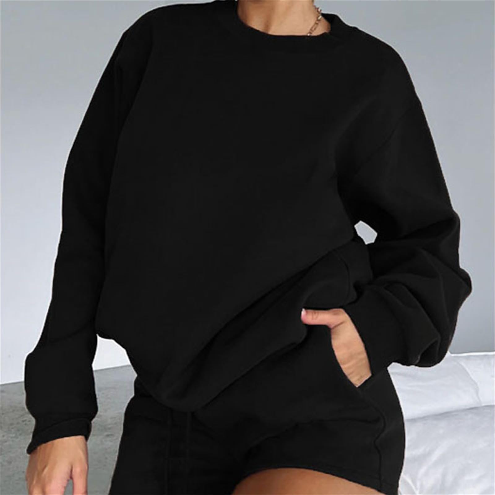 Suncolour Completo da Donna in Due Pezzi Felpa Pullover e Pantaloni da Jogging Tuta Calda Set di Tute Casual da Donna