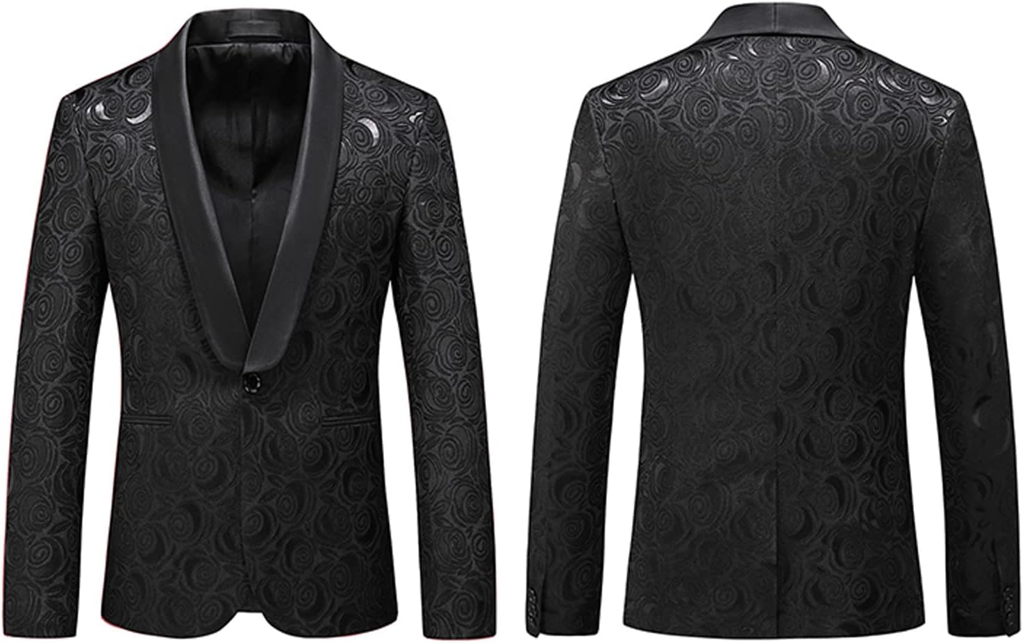 UNINUKOO Mens Suits 3 Piece 1 Button Prom Floral Wedding Shawl Lapel Casual Tuxedo Suit Set - Image 5
