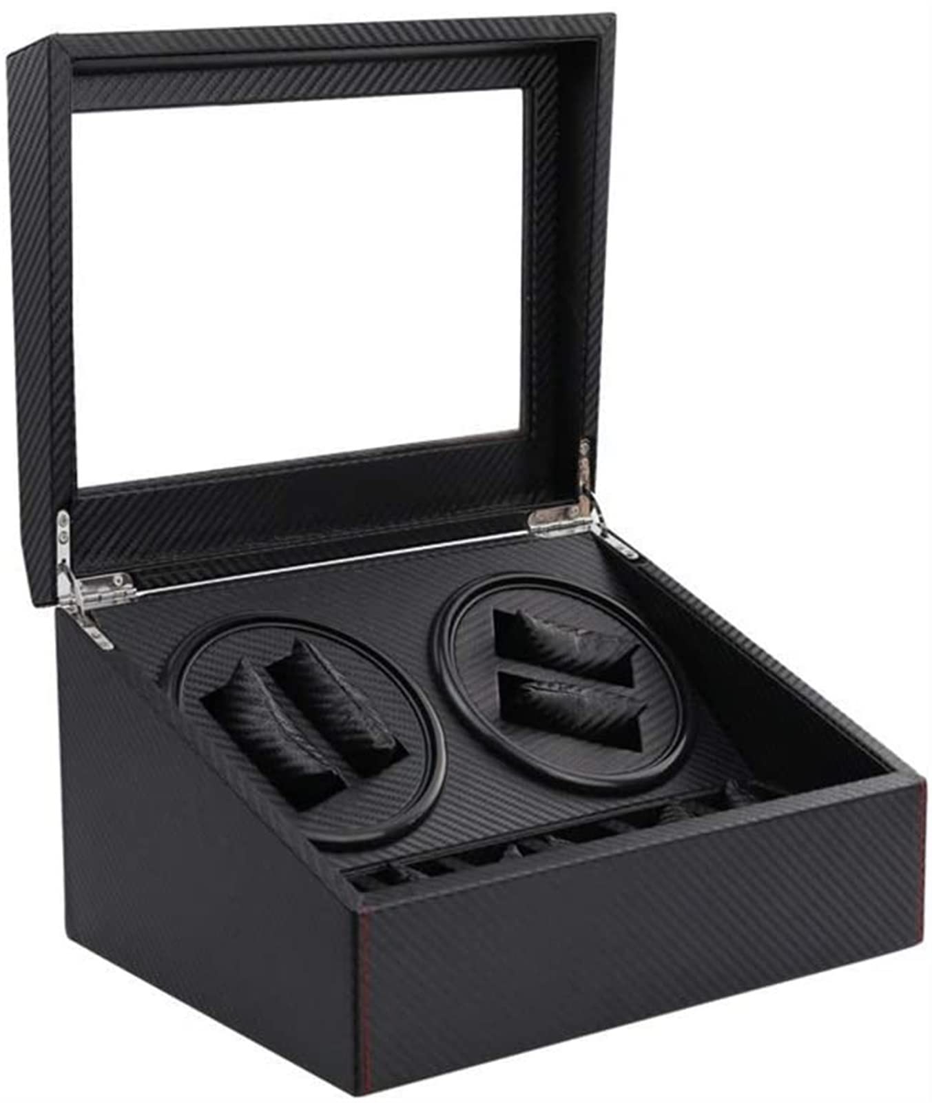 Remontoir automatique de montre en bois noble et cuir carbone chic