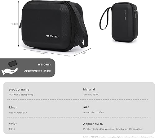 Miniatura 6 de FiTSTILL Bolsa de almacenamiento de viaje rígida de transporte y protección, compatible con Osmo Pocket 3 Creator Combo, kit de accesorios para