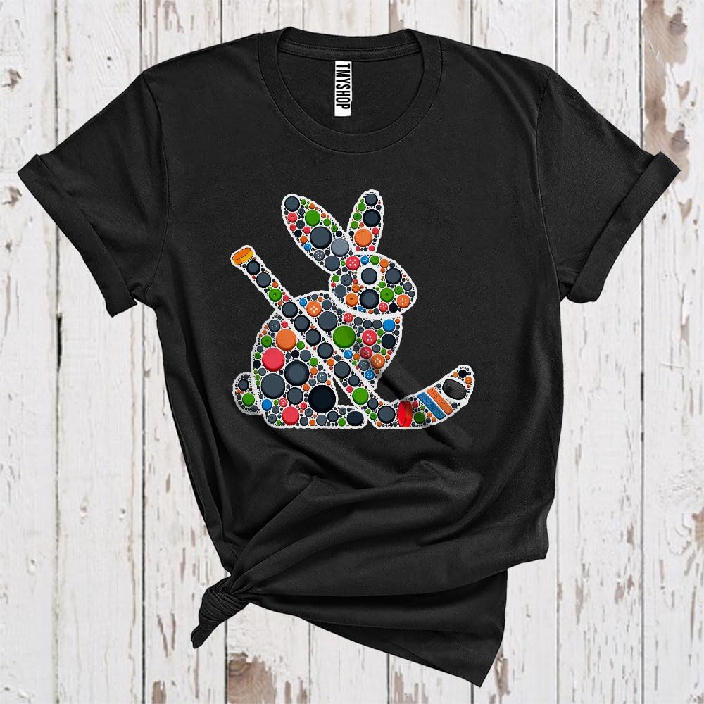 Easter Hockey Bunny Shape, Awesome Easter Day Bunny Hockey Player Team, Sport Playing Unisex T-Shirt Black
