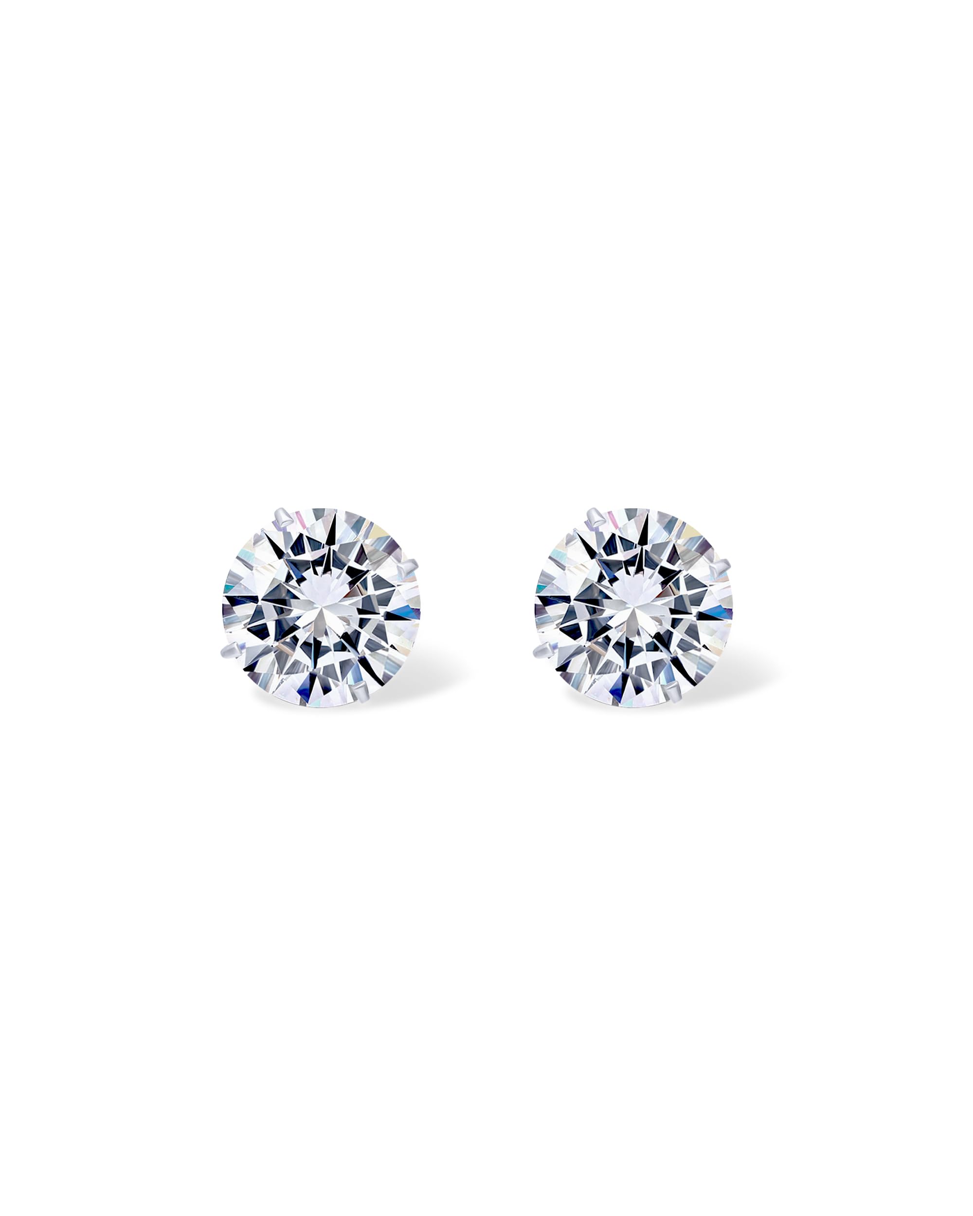 PAVOI 14K Real Gold Studs Moissanite Earrings for Women 0 2-4 Carat Round Lab Created Moissanite Stone Solid