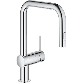GROHE Minta Kitchen tap - single-lever sink mixer Kitchen faucet with pull-out mousse shower improved conversion to dual-flush shower chrome 32322002 [Energy Class B]