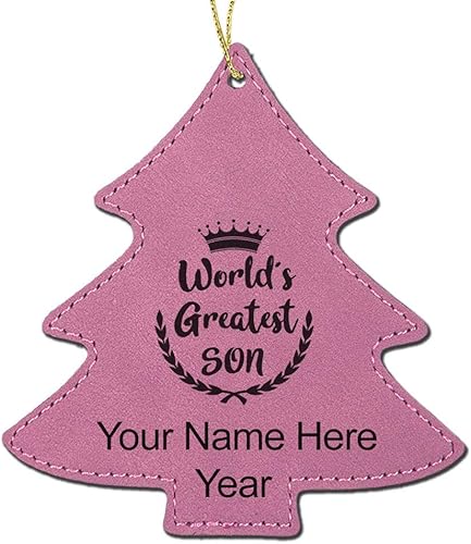 Miniatura 4 de LaserGram Personalized Christmas Ornament, World's Greatest Son, Faux Leather, Custom Laser Engraved Gift Idea (Tree Shape, Dark Brown) Dark