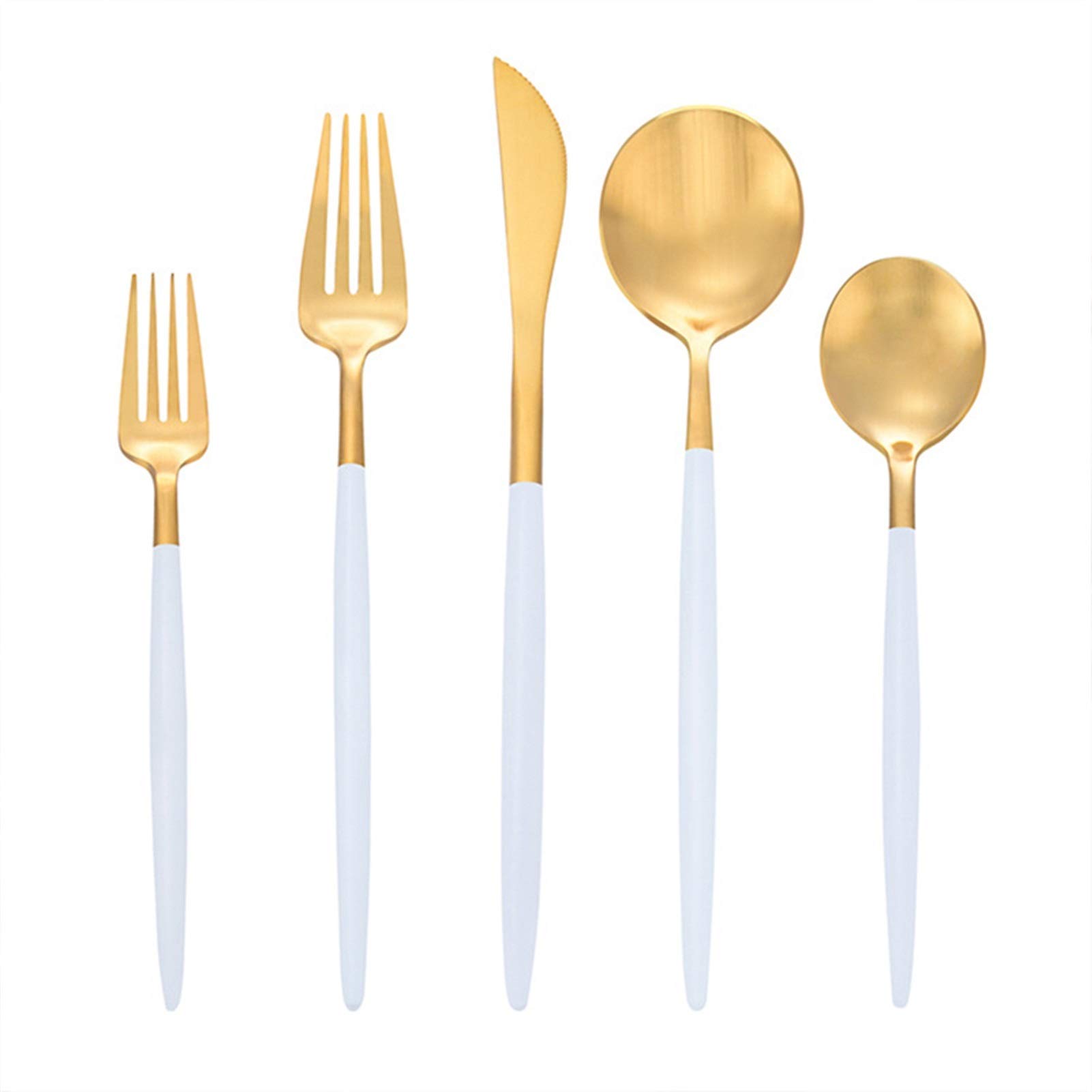 Ensemble de couverts en or et blanc 20 morceaux pour sublimer vos dîners de fête