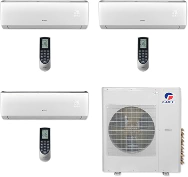 Gree 36,000 BTU Multi21+ Tri-Zone Wall Mount Mini Split Air Conditioner Heat Pump 208/230V SEER 21 12-12-12