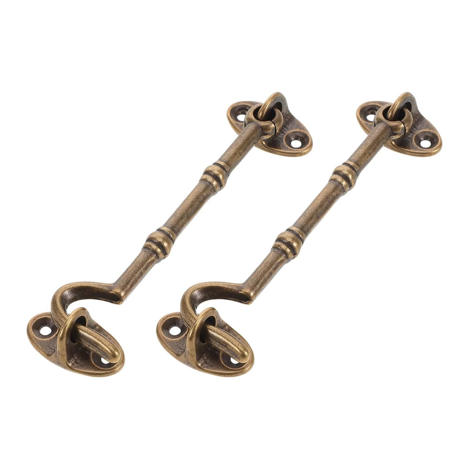 Hzomif One Color Black Barn Door Hook Eye Latches 2Pcs Brass Cabin Hook And Eye Latch Wind-Resistant Door Window Gate Lock Strong Security Silent Holder Catch Window Latch