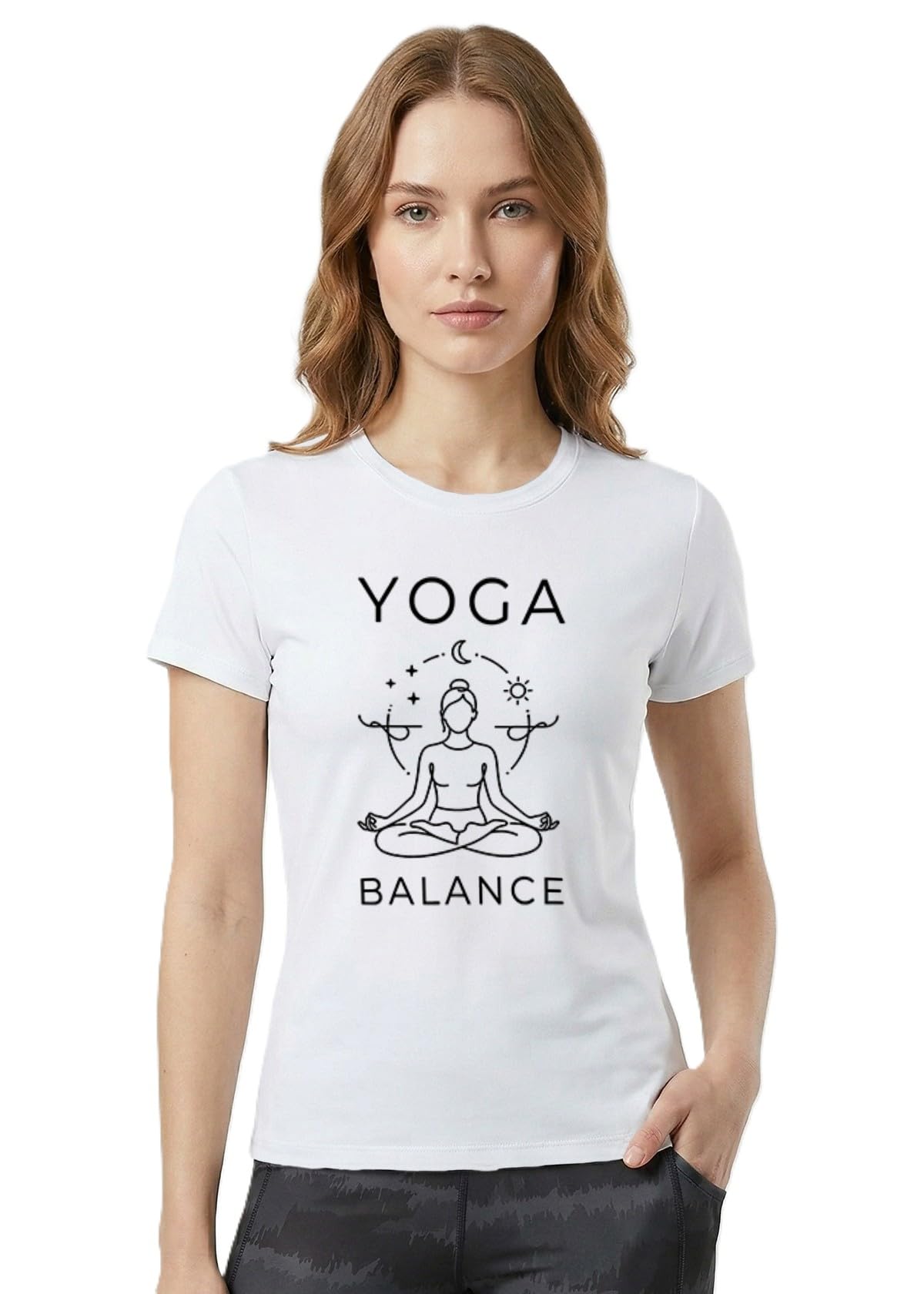 indissh Yoga Tshirt for Women Cotton | Graphic Printed Yoga Round Neck Short Sleeves T-Shirt for Woman - WRN-YOGAB-PAR-picture-13
