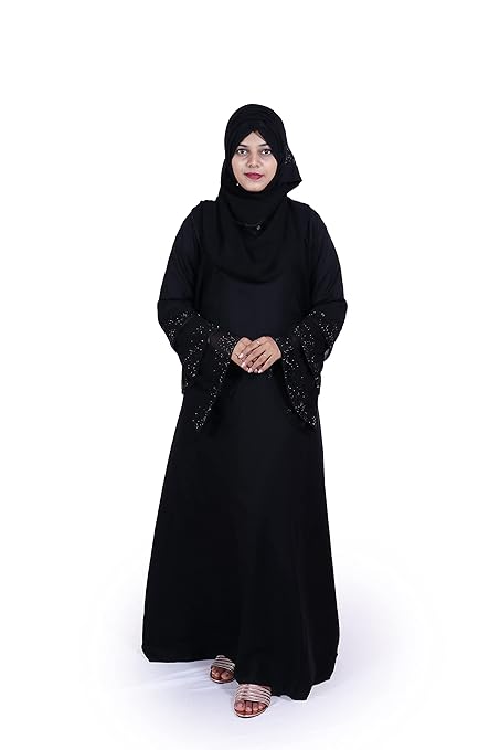 Buy Z R BURQA Women's Latest Abaya Solid style with Triple Layer Bell Sleeves & Heavy Quality 