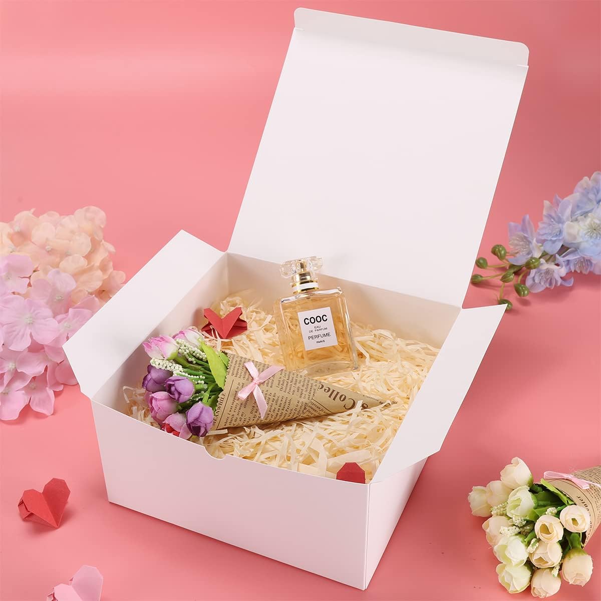 10 Pack White Gift Boxes Paper Gift Box with Lids for Wedding Present, Bridesmaid Proposal Gift, Cupcake Boxes, Birthday Party Favor, Engagements and Christmas