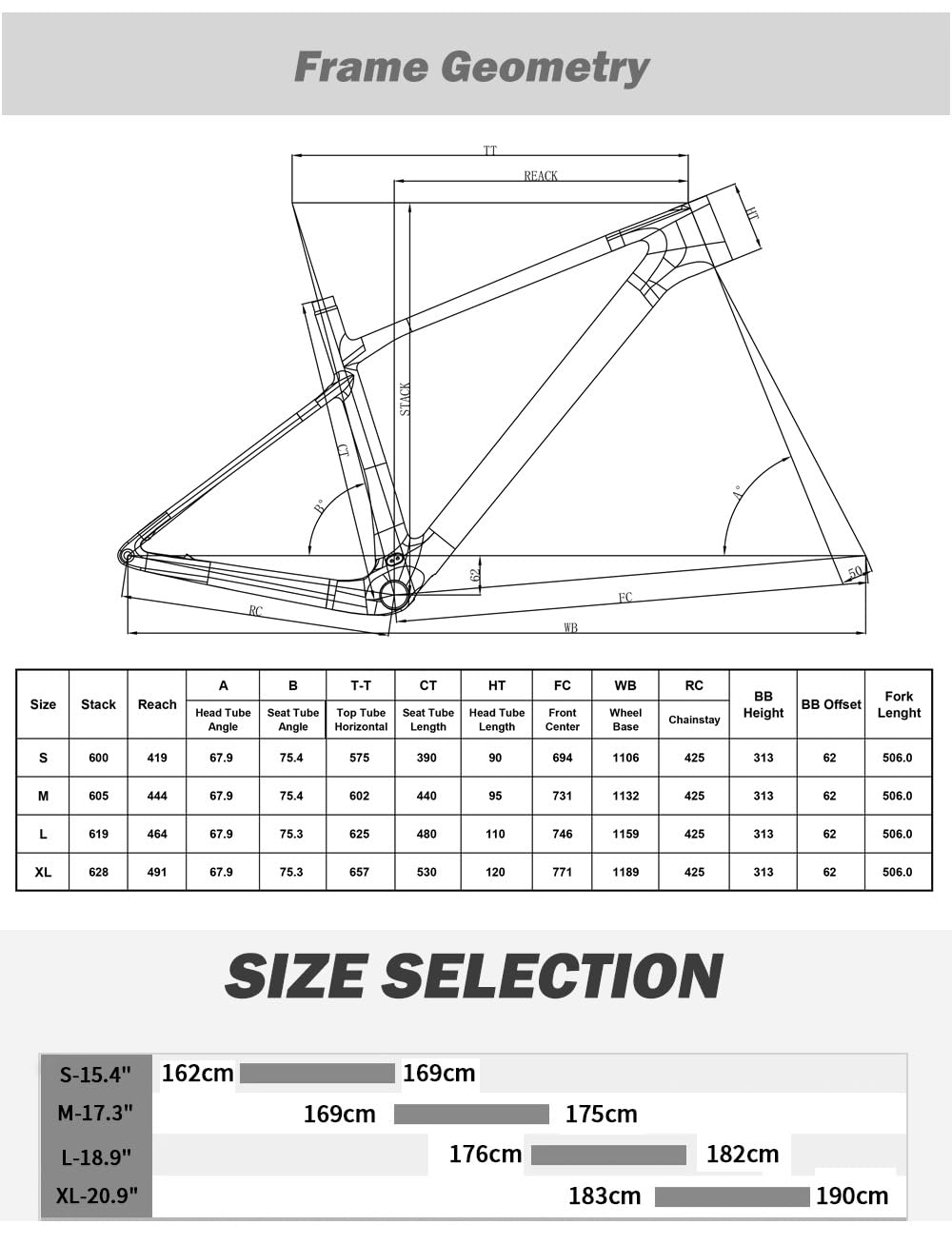 Rama z włókna węglowego 29 15,4/17,3/18,9/20,9" do roweru górskiego Boost 12 x 148 mm, oś wtykowa, hamulec tarczowy, Hardtail Press-Fit BB92, wewnętrzna prowadnica pociągu (XL-29 20,9")