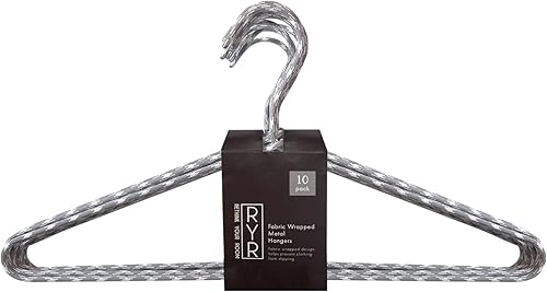 Miniatura 6 de Perchas para ropa, paquete de 10 perchas de metal envueltas en tela, abrigo que ahorra espacio, terciopelo, perchas para pantalones para