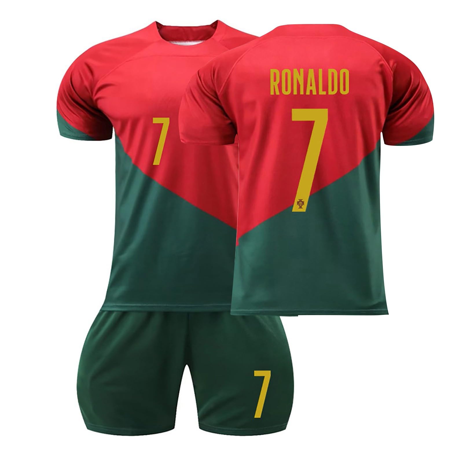 FTRGHNY Camiseta de Fútbol Niño y Adulto,Nr.7 Al Nassr Equipacion Fútbol de Casa/Visitante 2 Piezas,2024 Juego de Camisetas de Futbol,Equipo de Entrenamiento de Fútbol Sport Camiseta Pantalón Corto
