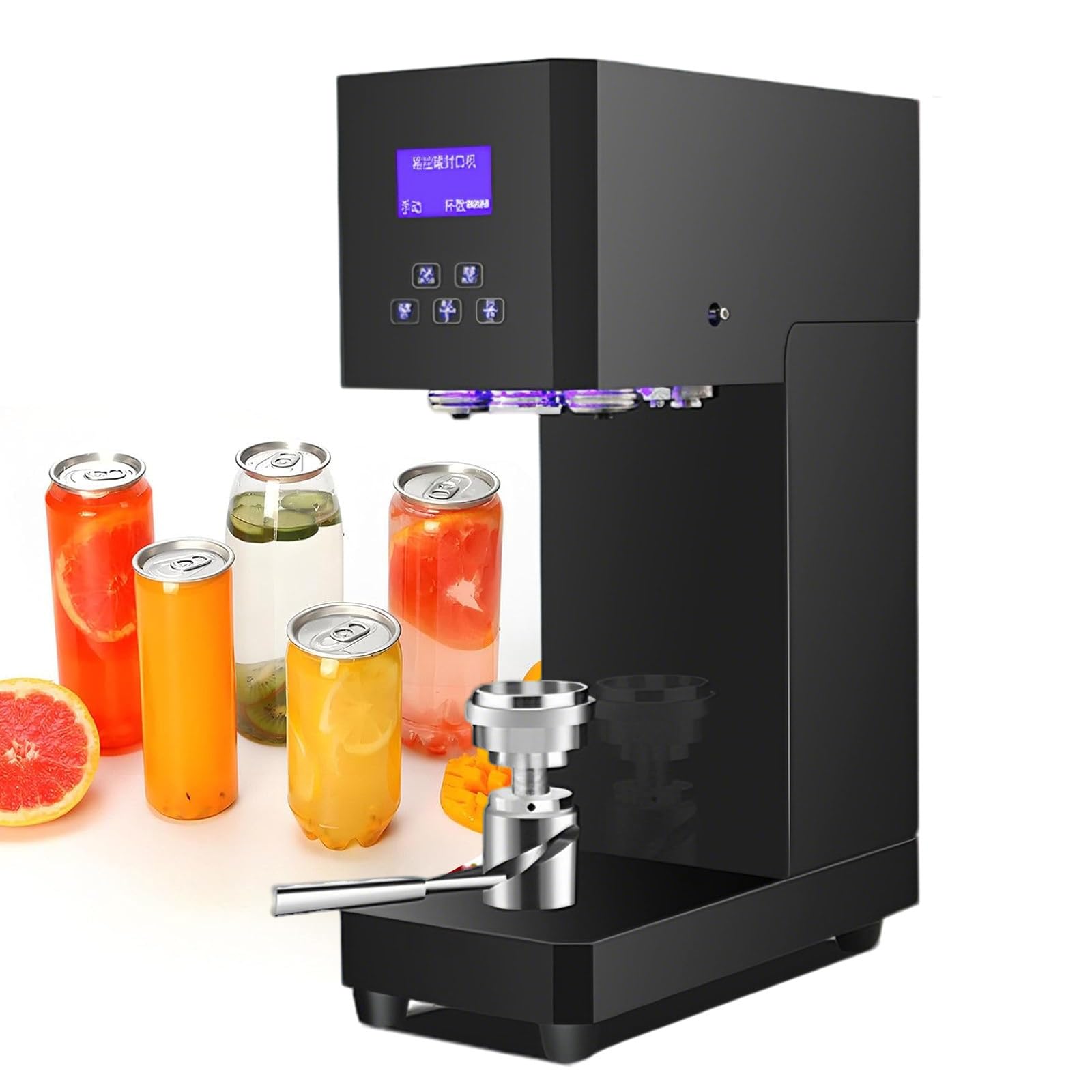 XUFWANYE 370W Electric Canning Machine, Beverage Can Sealer with Non-Slip Feet & Smart Counter, Tabletop Sealer for Soda, Milk Tea, & Beer, Perfect for Home, Bars & Cafes Black