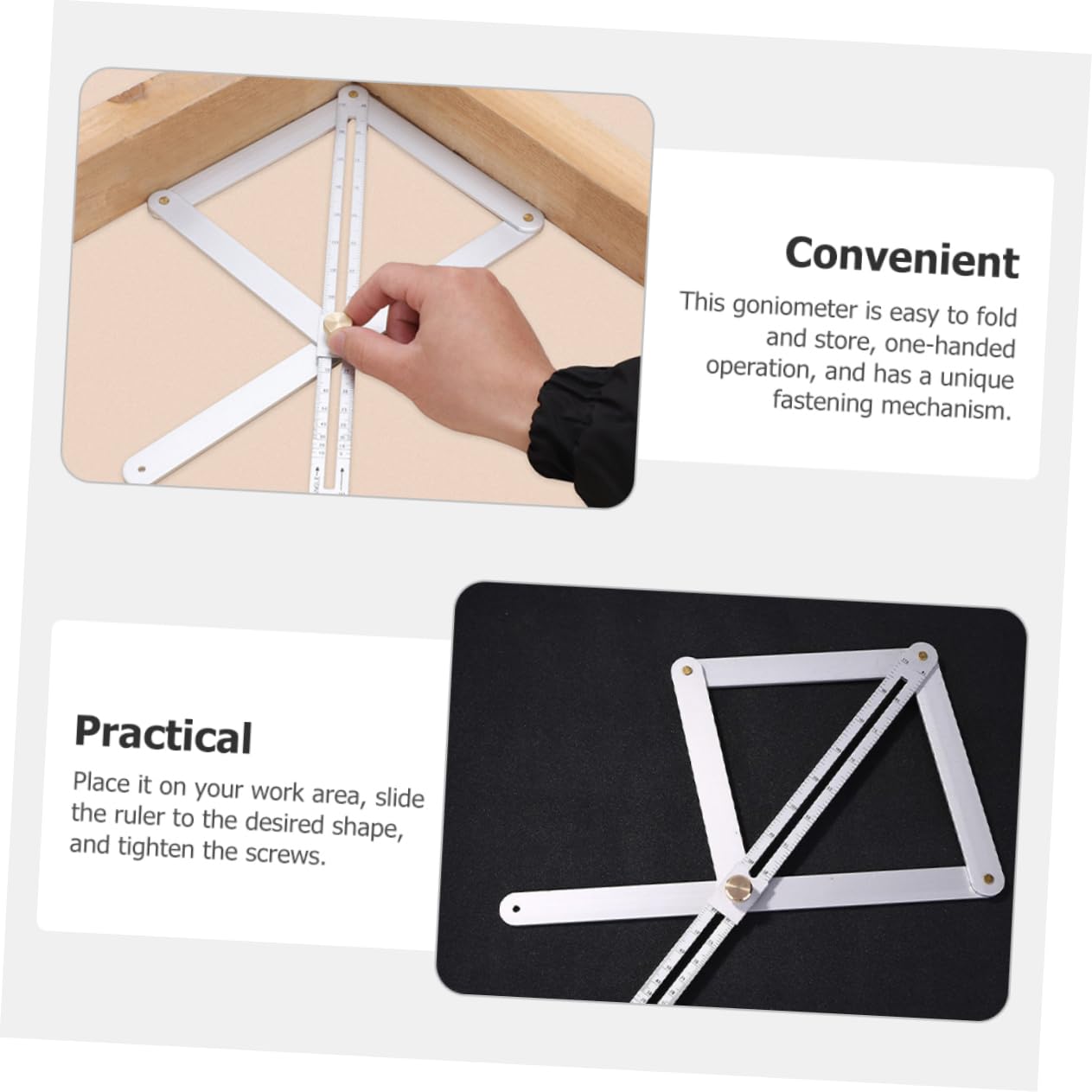 IWOWHERO Easy Angle Ruler Protractor for Woodworking Miter Angle Measuring Tool