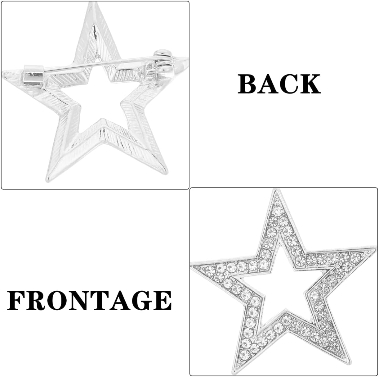 Star Brooch Pin, 1.42In Zinc Alloy Rhinestone, Sparkling Rhinestone Star Lapel Pin for Suits Shawls Backpacks, Gift for Women