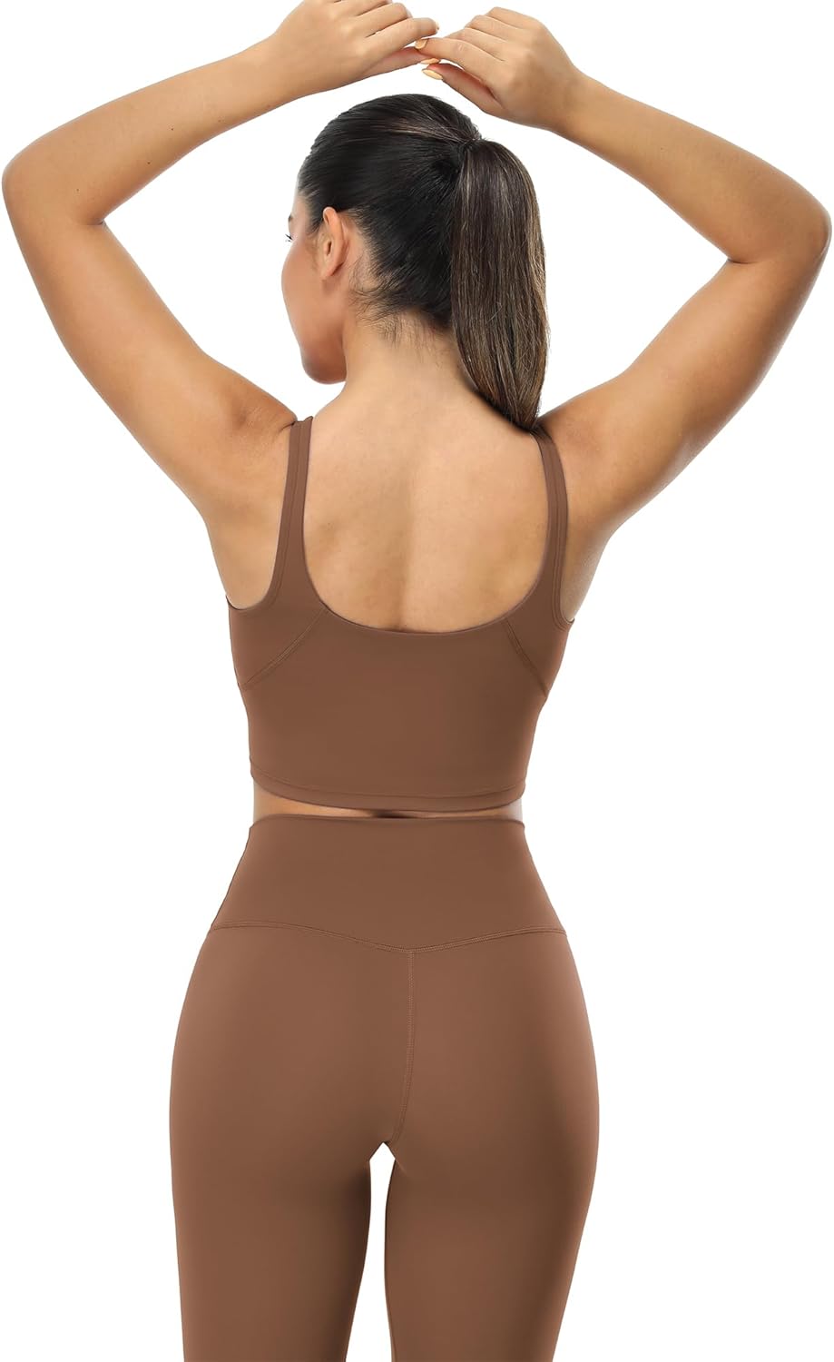 icyzone V Neck Sport Bra for Women, Wireless Padded U Back Yoga Running Bra