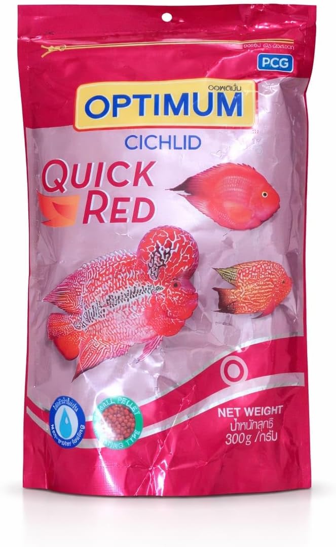 Optimum All Life Stages Happy Fins Cichlid Quick Red Pellet Fish Food, 300 g,Pack of 1