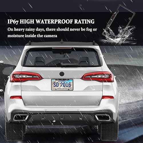 Miniatura 3 de Cámara de respaldo de matrícula, cámara de visión nocturna HD con 8 LED, cámara de visión trasera impermeable IP67 de 170°, gran angular de 170°,