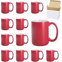 Ceramic 15oz Sublimation Coffee Mug in White Box, Color Change Red, Case of 12