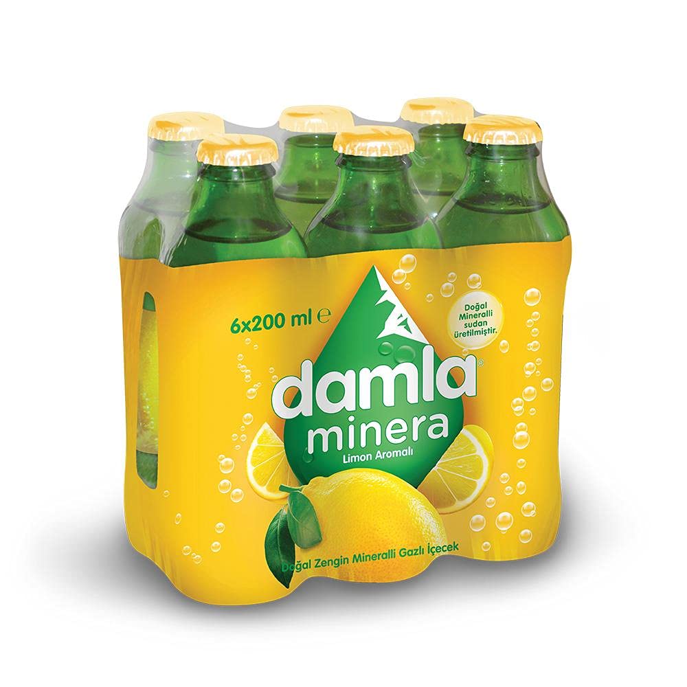 Damla Minera Limonlu Maden Suyu Cam Şişe 6x200 ML