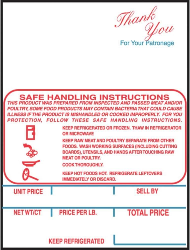 Scale Labels Hobart SP80/SP1500 K Series Handling Instructions Weigh White Red/Blue Imprint - 2 1/4"L x 3"H