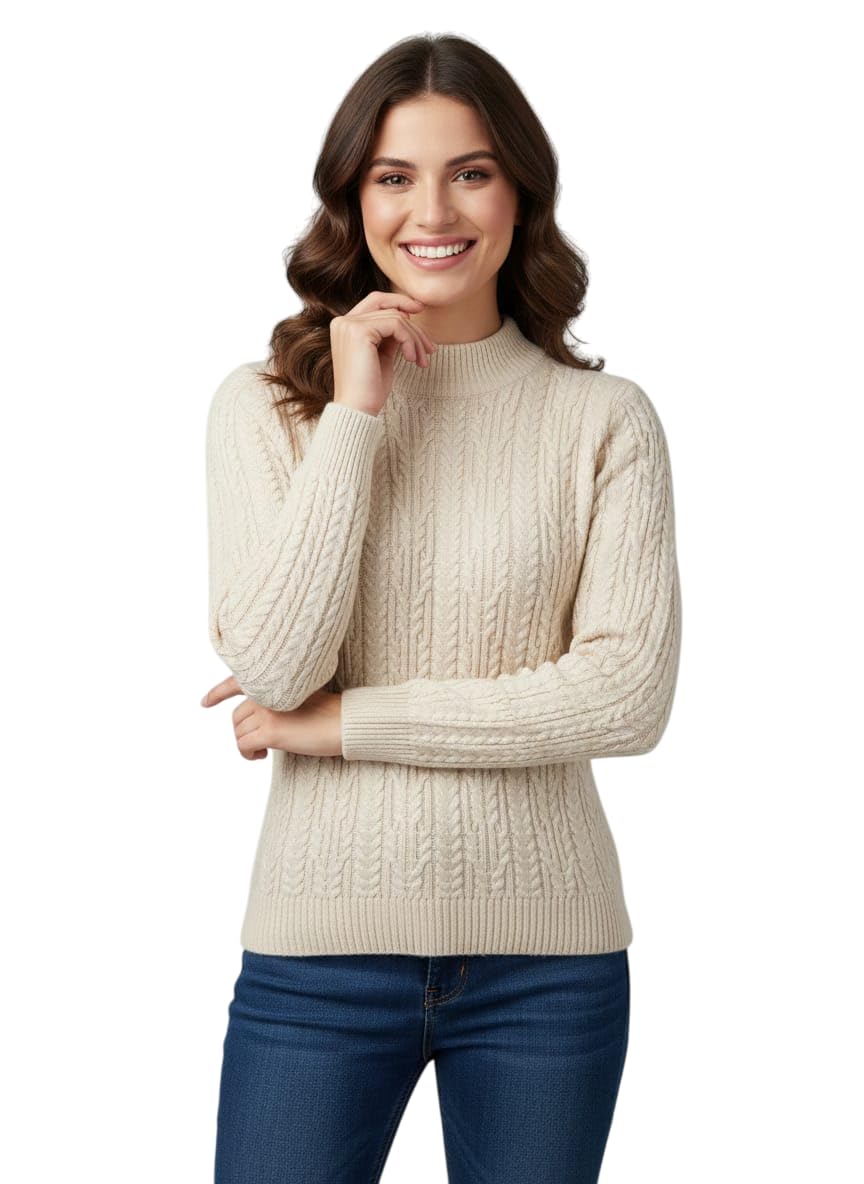 straus VAX VAX Women’s Round Neck Full Sleeve Knitted Winter Sweater | Soft Acrylic Woollen Pullover | Warm Stylish Cable Knit Design | Casual & Office Wear Winter Top for Women-picture-46